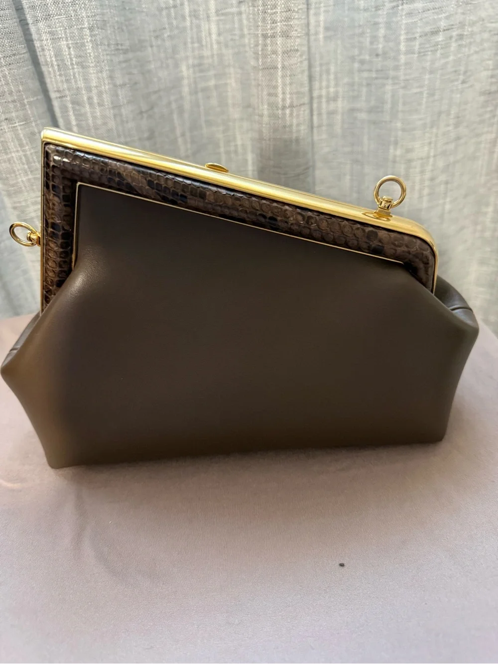 Fendi small first Shoulder bag Pithon leather brown